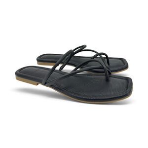 Dolce Vita Leanna Strappy Thong Sandals Women's 7.5 Black Stella Flat Square Toe
